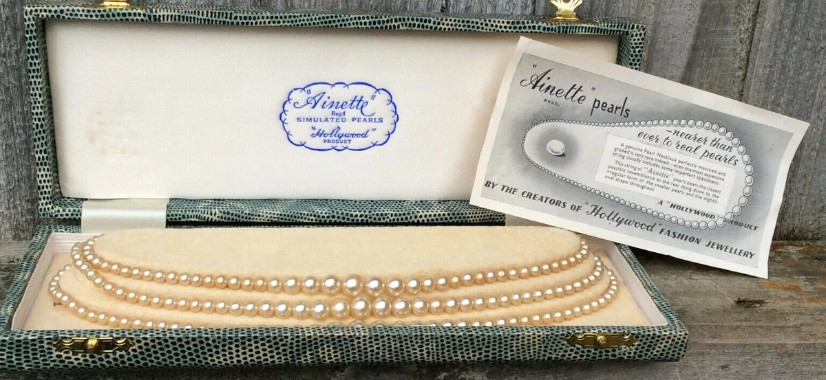 vintage boxed original Ainette Hollywood style simulated pearl
