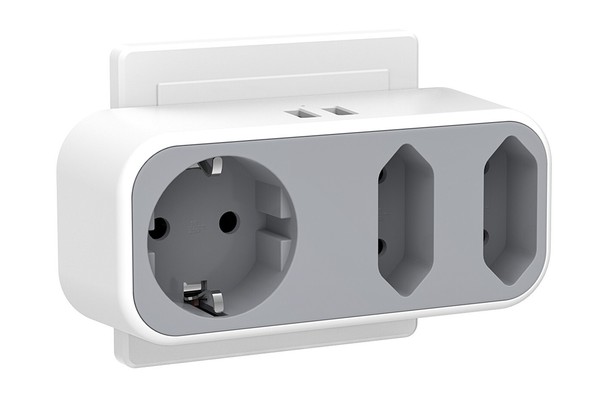 Schuko Adapter Mit 2X Usb Ladeanschluss Mehrfachstecker Multistecker Schuko/Euro-image