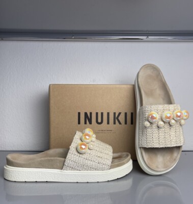 Inuikii Schuhe Sandalen   RAFFIA PEARL 2060   Schlappen Slides Perlen Leder 41