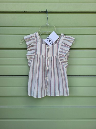 ZARA COLORED STRIPE STRUCTURED SHIRT BUTTON DOWN GIRL  4 5 Y #D18A - Picture 10 of 12