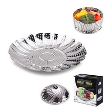 Stainless Steel Vegetable & Food Steamer Collapsible Basket  Folding Pan