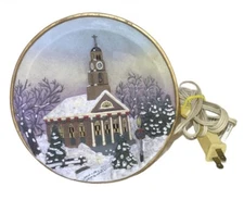 Vintage Light Up 3D Church Snow Christmas Table Top 7” Decor On/off Cord Switch