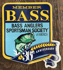 B.A.S.S. Member Fishing Sticker 30th Anniversary Vintage 1997