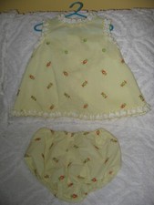 Vintage Baby Girls Old Fashion Dotted Swiss Sundress Pantie Yellow Handmade