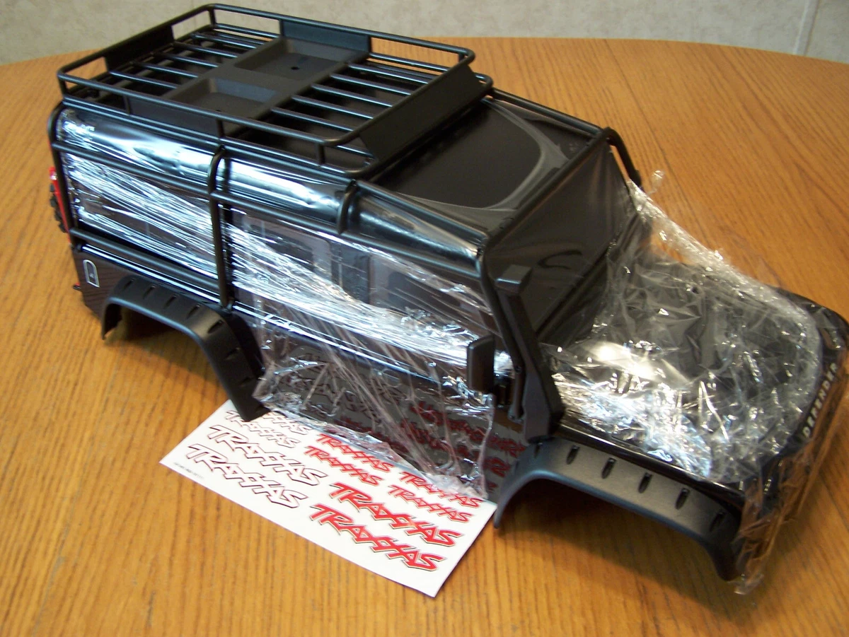 Fits Traxxas TRX-4 1/10 Land Rover Defender Black Body Exo Cage Roof Rack &  Tire