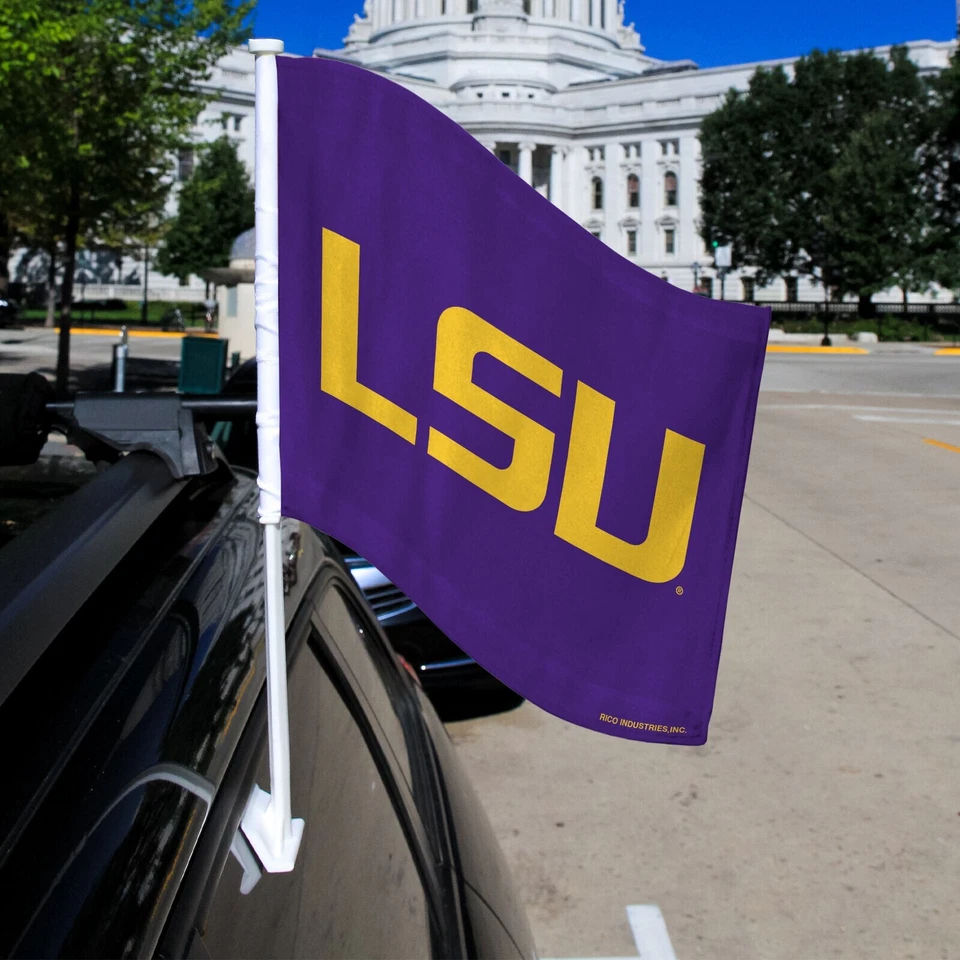 NCAA Rico Industries LSU Tigers Purple Double Sided Car Flag LOT OF 4! - Image 2 of 4