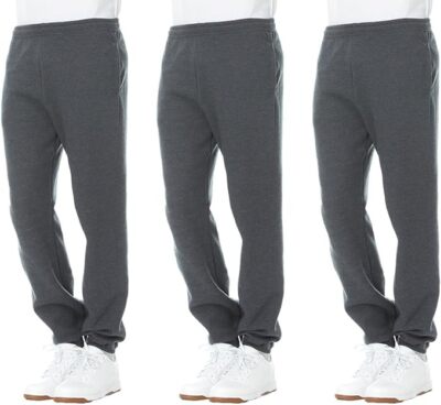 Yacht & Smith 3 Pack Mens Comfy Lounge Jogger Bulk Sweatpants, Black Navy Gray
