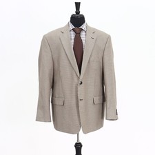 Stafford 46R Brown Sport Coat Blazer Jacket Check 2B Polyester