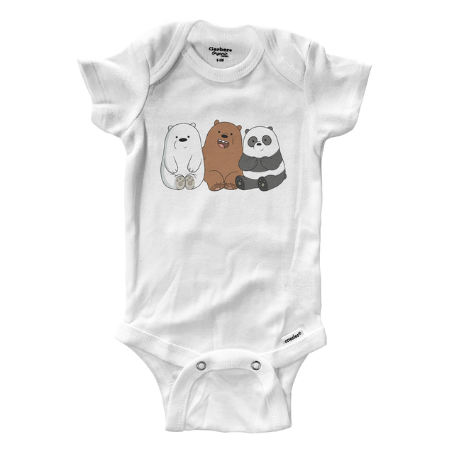 Infant Baby Gerber Onesies Bodysuit Clothes We Bare Bears Ice Bear Cubs