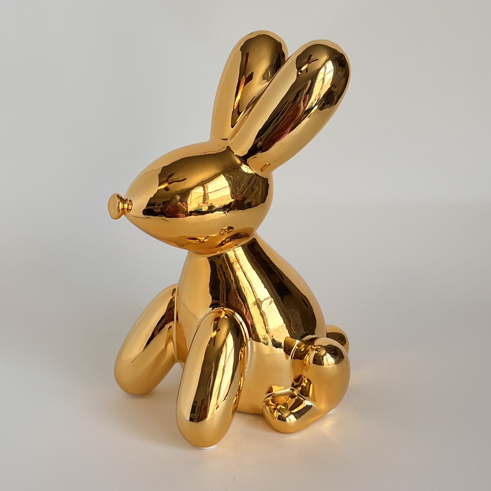 Ceramic Balloon Shiny Gold Bunny "Piggy Bank"