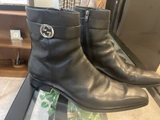 GUCCI LEATHER ANKLE BOOTS INTERLOCKING GG SHO...