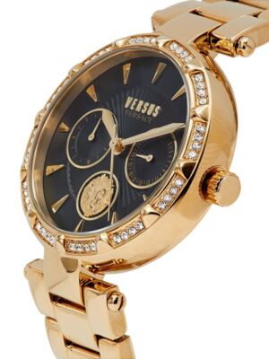 Versus Versace Sertie Crystal 36MM NIB Gold Tone Stainless Steel Bracelet Watch