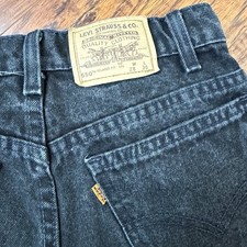 VINTAGE Levis 550 Jeans Womens 28 Black Tapered Student Fit Orange Tab USA 24x27