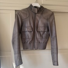 Gianfranco Ferre Taupe brown leather jacket c...