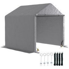 Temporary Carport Grey 2x2x2m Galvanised Steel & PE Cloth Waterproof Shed Rollup