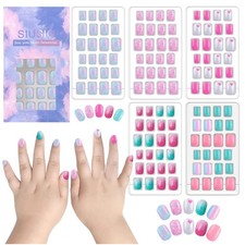 Kinder N&auml;gel Aufpressen Mehrfarbig Kurz M&auml;dchen 120 St&uuml;ck Nageldesign Set