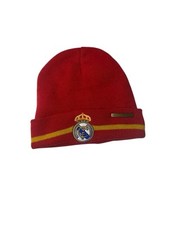 Realmadrid Knit Red  Gold Stocking Hat/Beanie Embroidered Patch Fleece Band