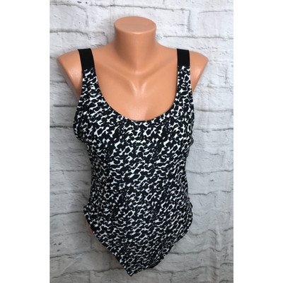 Calvin Klein Swimwear Black White Print One-Piece Swimsuit CG2MG505 Sz Large NWT