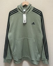 Adidas Men's Essentials 3-Stripes Fleece Hoodie Tent Green Color Size- Large