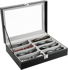 8 Slot Eyeglass Sunglass Storage Box PU Leather Multi Sunglasses Organizer for