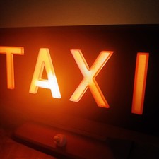 Insegna Luminosa Scritta Rilievo TAXI Anni 80 Vintage Modernariato Bifacciale 