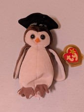 Wise the Owl - Ty Beanie Baby (Brown, White, 1998, MWMT, Plush, Toy, Stuffed Ani