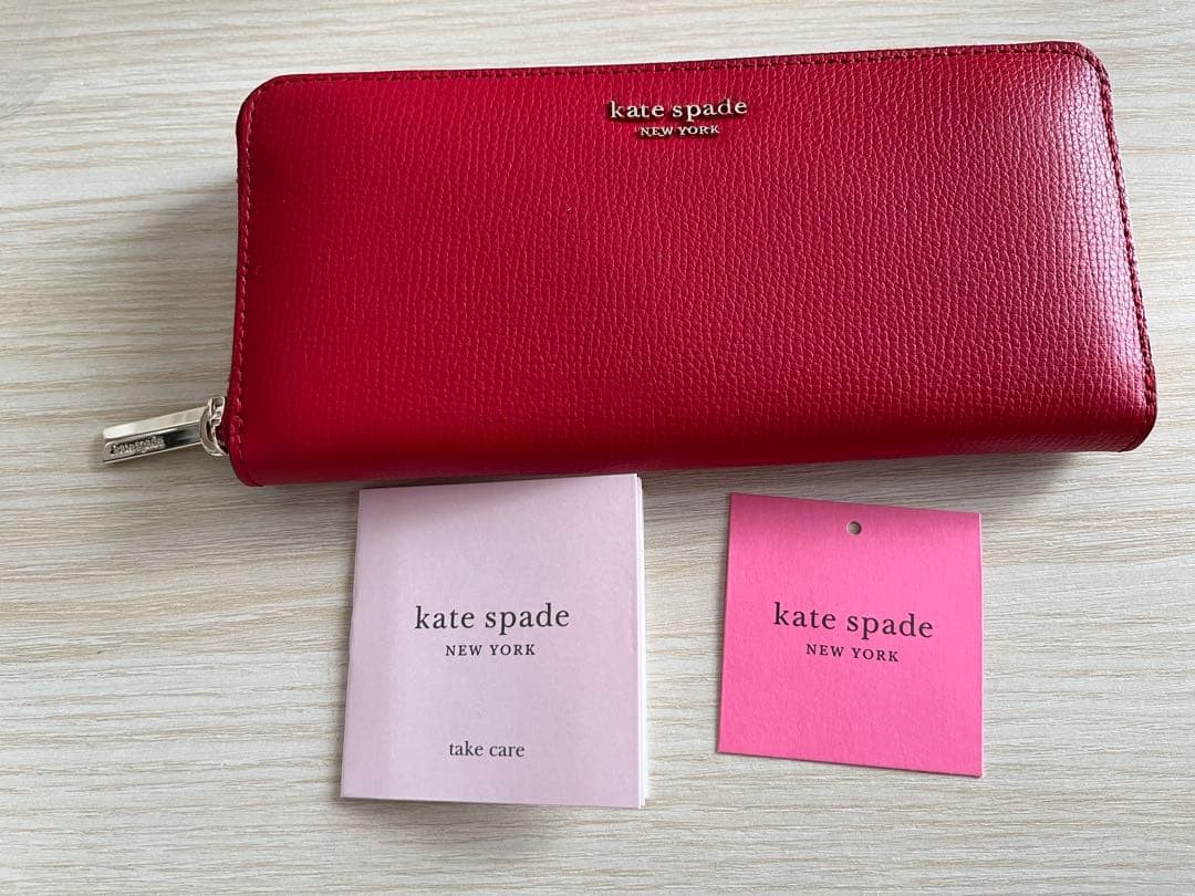 KATE SPADE Long Wallet Leather Red Care Card New thumbnail 3