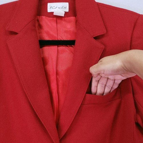 J. Celeste Ltd. Red 100% Wool Formal Suit Jacket Blazer Size 10 - Picture 8 of 22