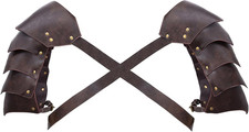   Viking Double Pauldrons - Medieval Faux Leather Shoulder Armor for LARP, Cospla