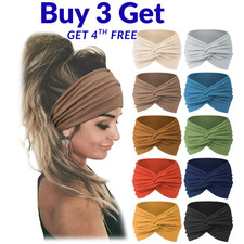 Elastic Wide Headband Cotton Yoga Running Sports Hair Band Turban Headwrap