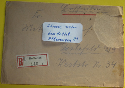 BU. Registered mail. No BM. From Berlin to Bielefeld on 7.10.1952 (12.243)