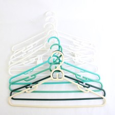 Mixed Lot of 10 Green and White Clothes Hangers Closet Organization