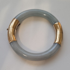 14k Gold And Jade Bangle