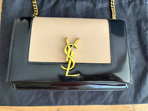 Saint Laurent YSL Kate Limited Edition Chain Shoulder Bag Black Beige Gold