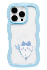 Chiikawa Iphone 16 Pro Case, Wavy Pattern (Blue/Hachiware) [2-Way Clear Case Fo_