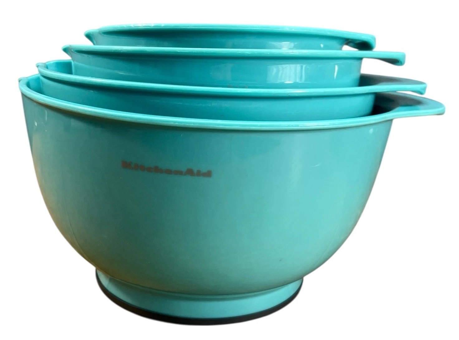 Edge 4-Piece Mixing Bowl Set Easy Grip Handles Built-In Pour Spout Non-Skid Aqua