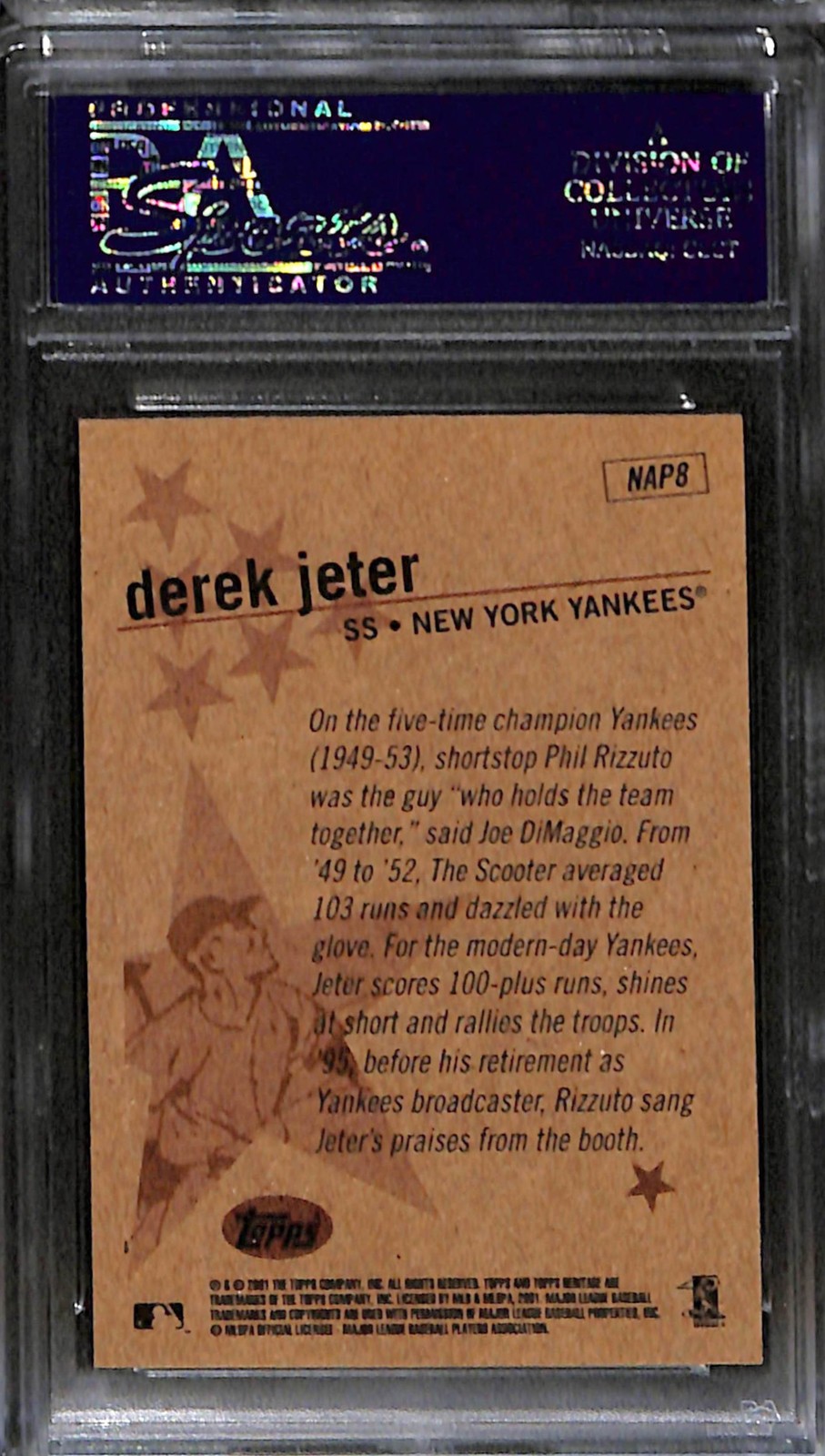 2001 TOPPS HERITAGE NEW AGE PERFORMERS #NAP8 DEREK JETER PSA 9 Mint 23600403  view 2