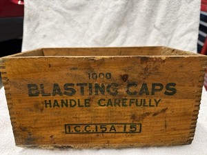 Vintage Wooden Crate Atlas Powder Co High Explosives Dovetail Wood Box