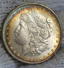 1882 Morgan Silver Dollar Brilliant Uncirculated Peripherial Rainbow Toning