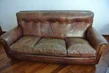 Divano in pelle 3 posti + due poltrone  anni '70 originale "Poltrona Frau" 