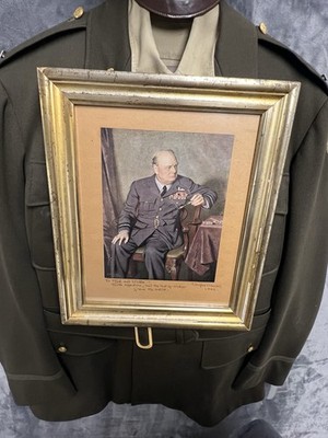 Vintage Winston Churchill Original Color Print Signed Douglas Chandor 1949 RARE