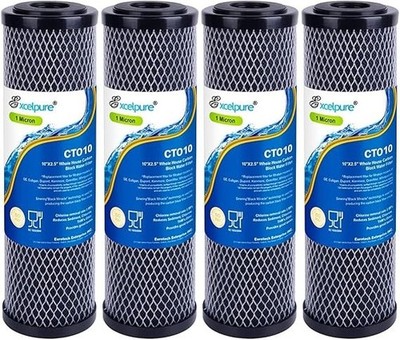 EXCELPURE 1 Micron 10'' x 2.5'' Whole House CTO10 Filter Cartridge, 4 Pack