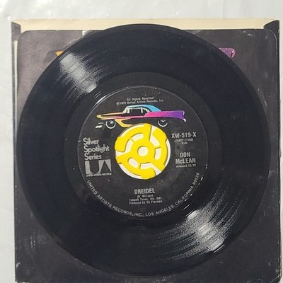 Don McLean ~ Dreidel/ Vincent ~ United Artist 45 RPM Record