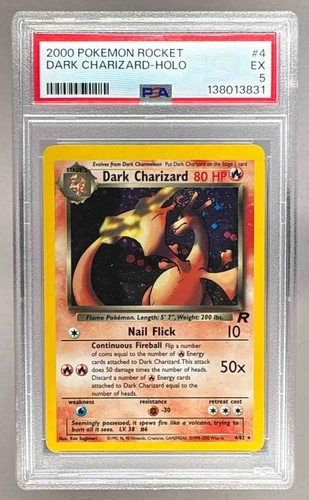 138013831 Dark Charizard 2000 Pokemon Team Rocket #4 Holo PSA 5
