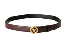 Versace Plum 100 Leather Gold Medusa Head Decorated Belt US 42 IT 105