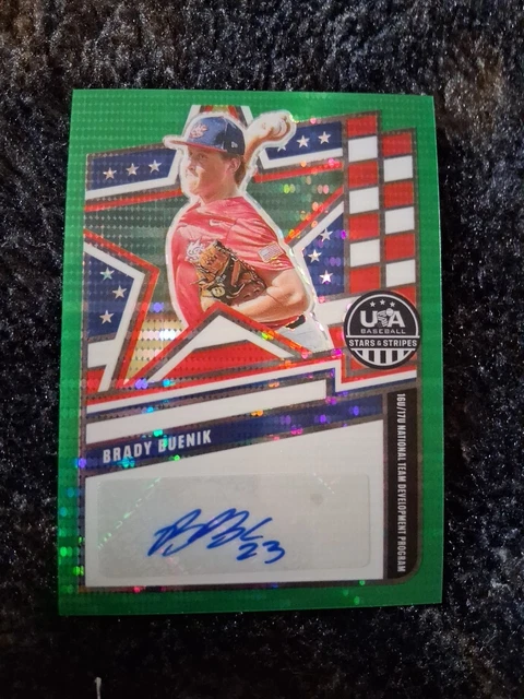 2026 Panini Stars & Stripes USA Green Shimmer Prizm Auto Brady Buenik /99