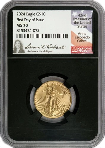 2024 $10 1/4 oz American Gold Eagle NGC MS70 FDOI Anna Cabral Black Retro