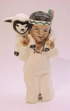 Vintage Indian Brave with Baby Ewe Lamb Pie Bird Vent/Funnel