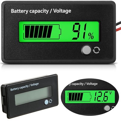 DC 12V 24V 36V 48V 72V Battery Meter with Alarm Battery Indicator Battery Monito