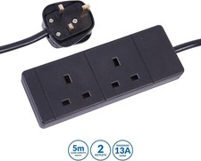 2 Gang OR 2 Way 2M 5M 10M 15M 20M Long Lead Uk Plug Extension Cable Socket Cord
